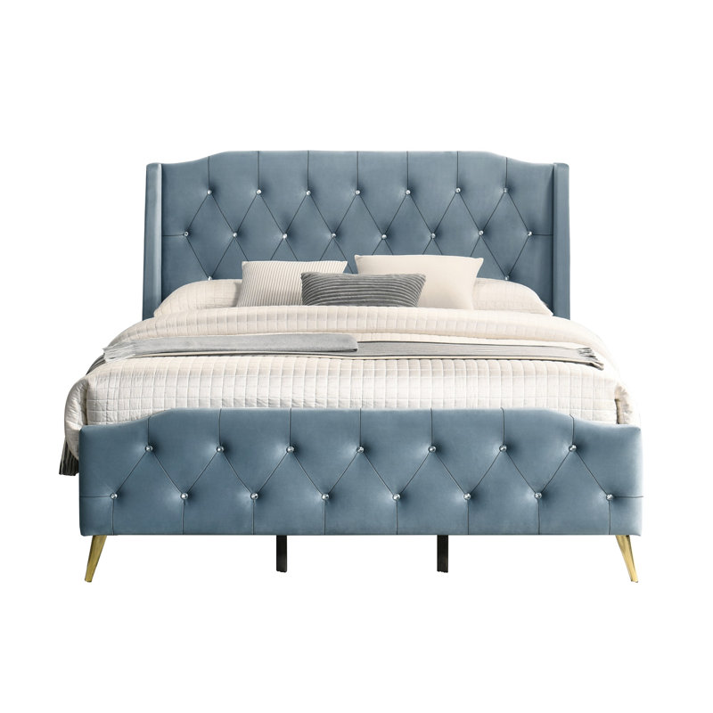 Pacifica Upholstered Bed, Light Blue, Kingsize (5')