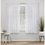 Exclusive Home Spirit Woven Pouf Applique Sheer Rod Pocket Curtain Panel Pair