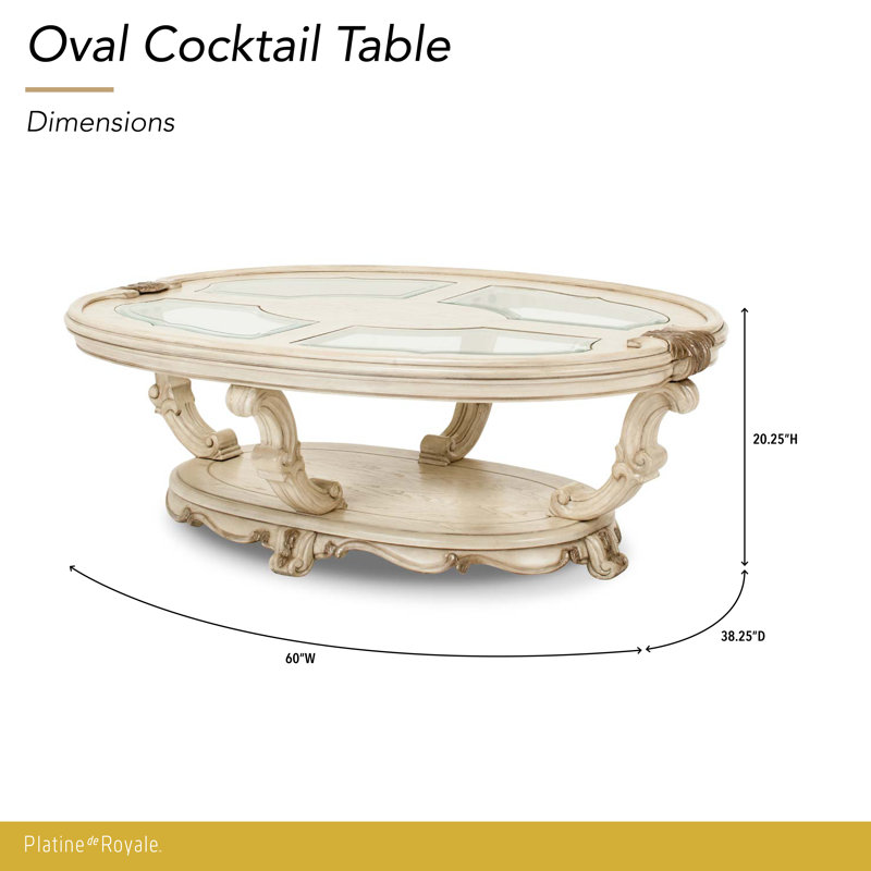 Platine de Royale Wood Oval Cocktail Table  - Champagne, Champagne
