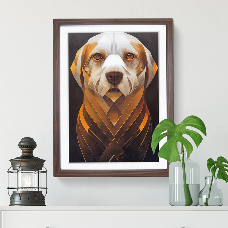 Majestic Dog Abstract - Framed Print, 64cm H x 46cm W x 2cm D, Walnut