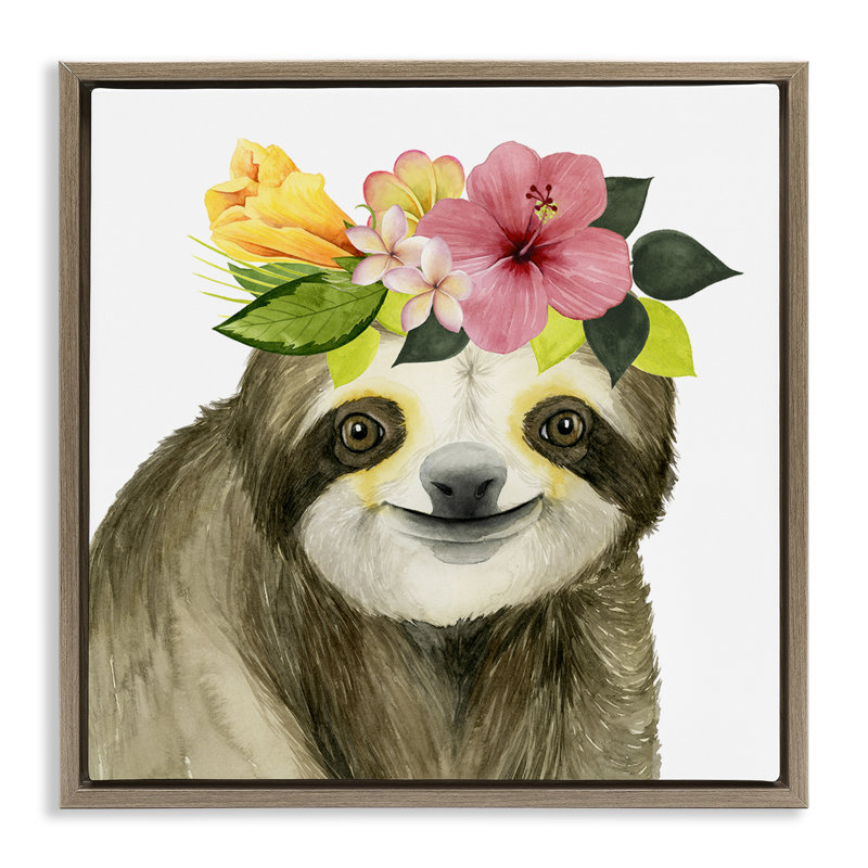 «Sourire paresseuse dans une fleur de fleur de couronne encadrée par Floater» par Grace Popp, H 18 po x l 18 po