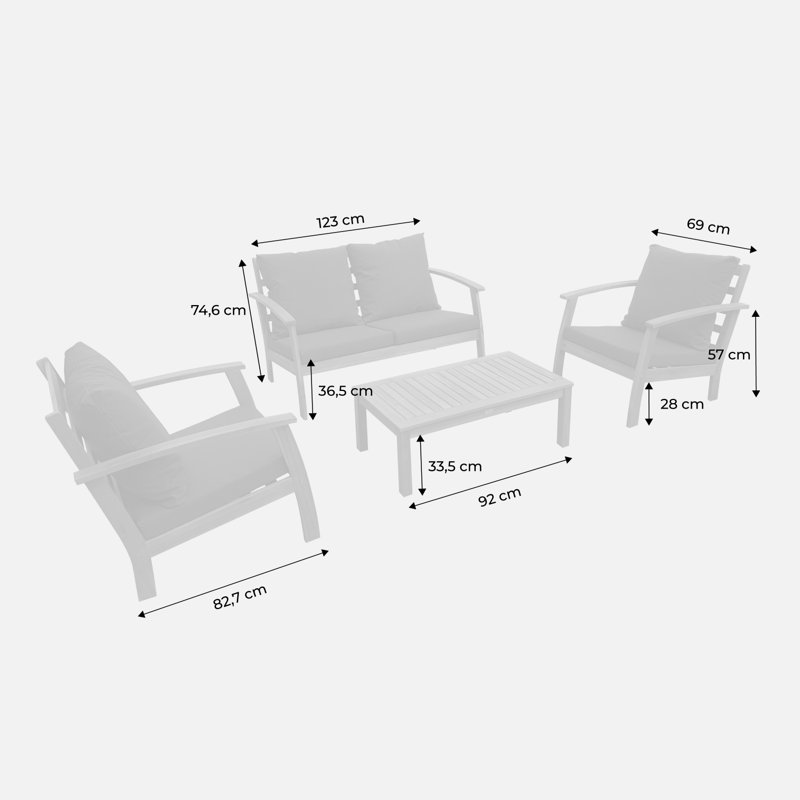 Masboro 4-seater Wooden Garden Sofa Set, Beige