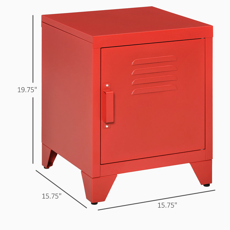 Industrial End Table, Living Room Side Table With Locker-Style Door And Adjustable Shelf