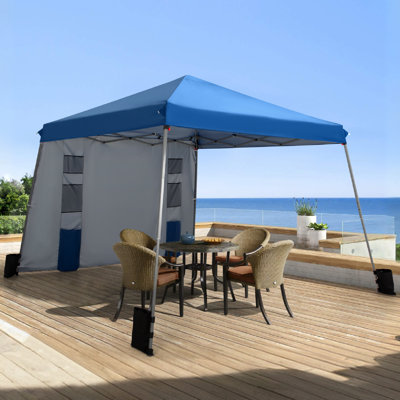12x12 Steel Pop-up Canopy With Single-sided Multifunctional Side Wall