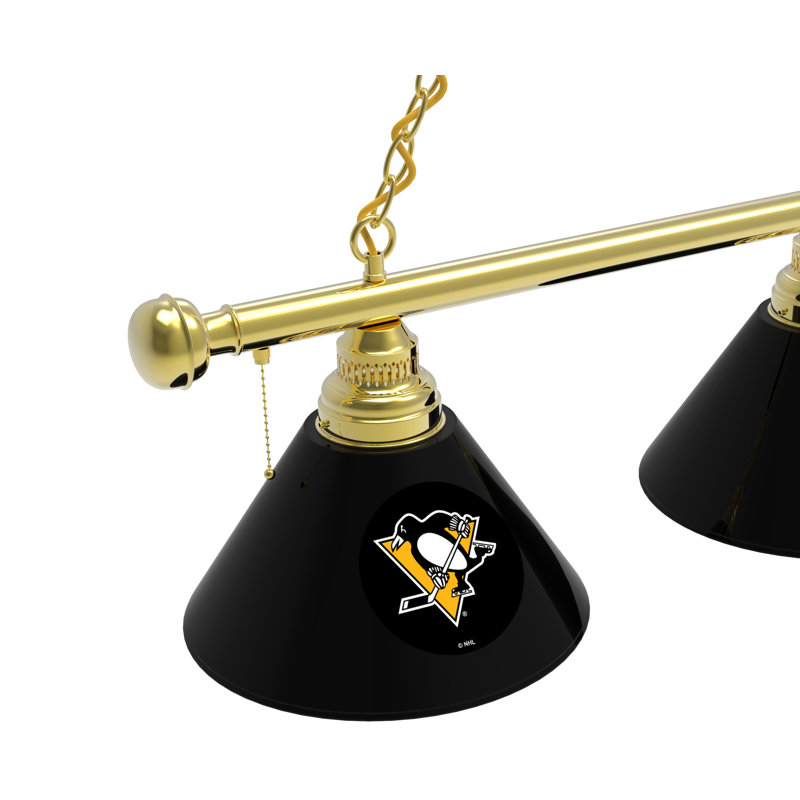 3 - Light Pool Table Lights Pendant, Brass, Pittsburgh Penguins