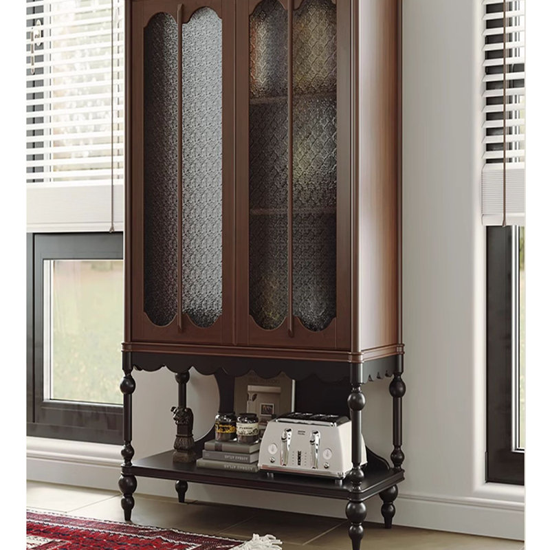 Bibliothèque française de style rétro, (4 tablettes) H 74,02 po x l 34,65 po x P 15,75 po, Brown/Black
