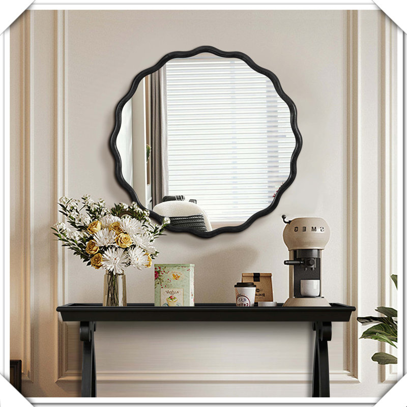 Miroir de meuble-lavabo mural en bois massif, H 31 po x l 31 po, Noir