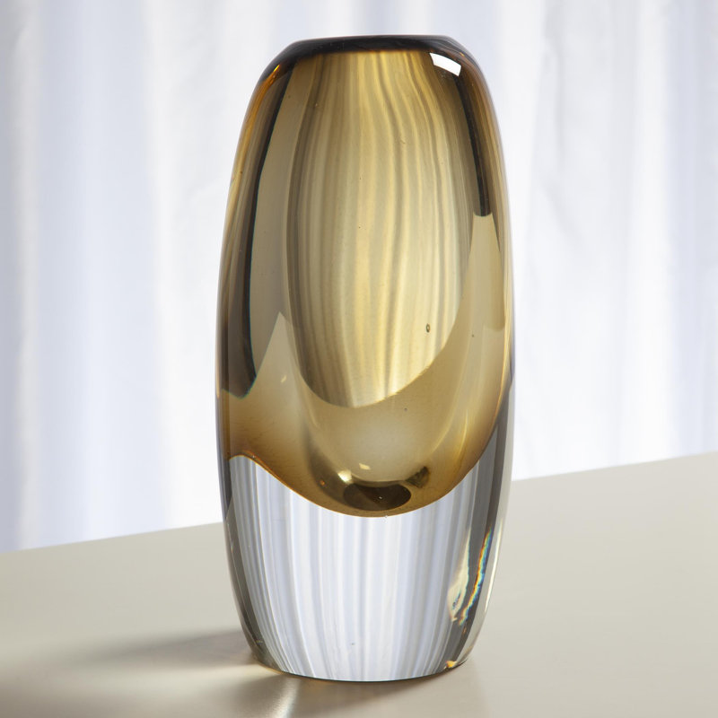 Offset Vase-Moss Green-Lg, 10.5" H x 6" W x 4.5" D