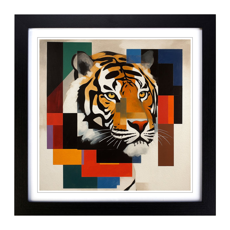 Tiger Suprematism No.1 - Framed Print, Black