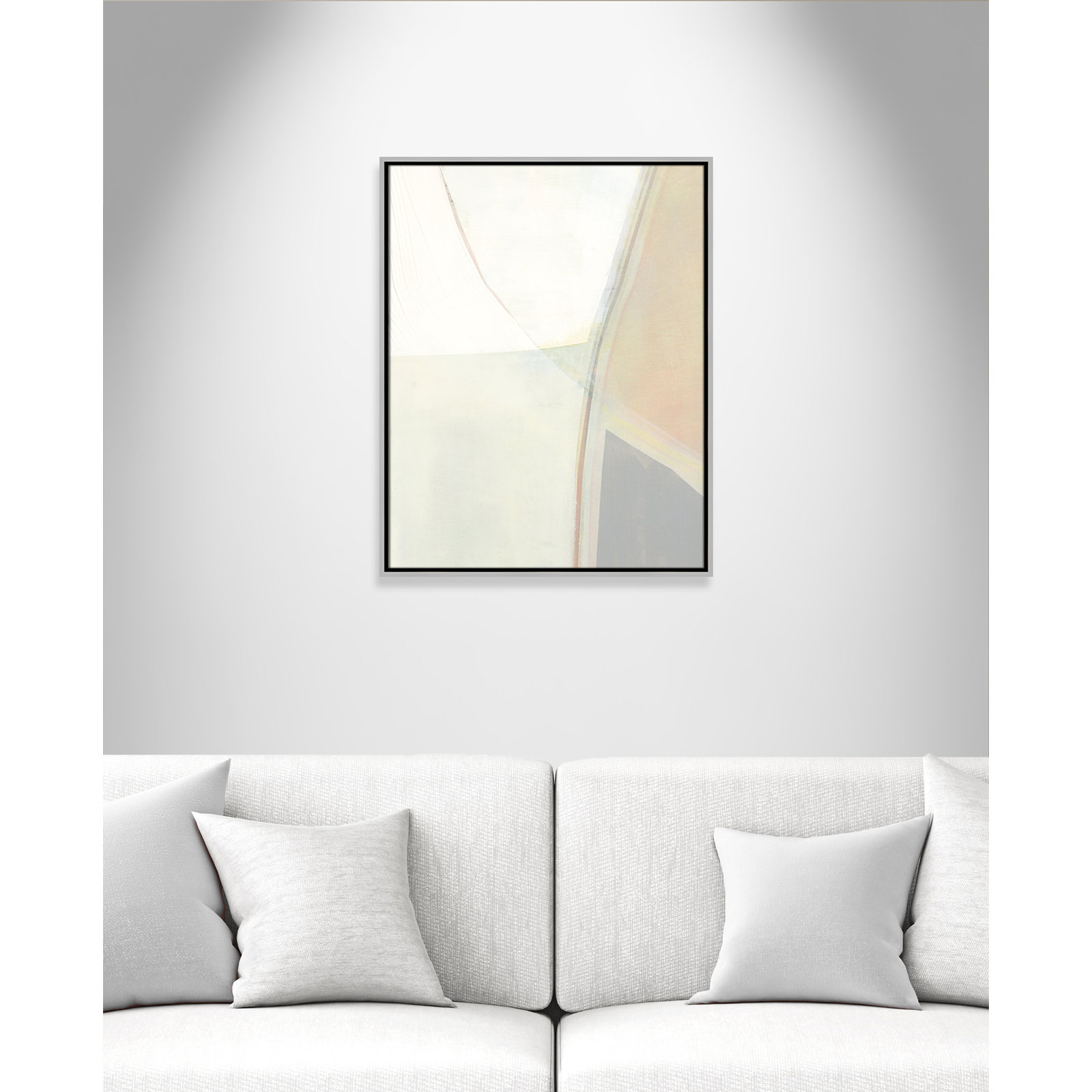 Alexandria "In Neutral II" Painting by Cartissi, Silver Framed Canvas, 29.5" H x 23.5" W x 2" D