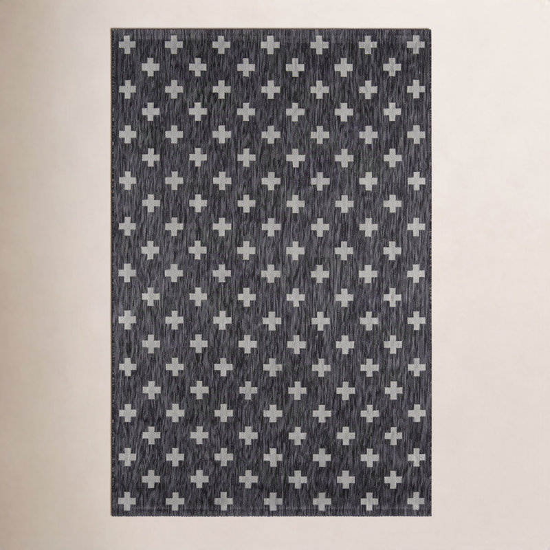 Tapis rayé intérieur / extérieur Umbria, Rectangle 3 pi 11 po x 5 pi 7 po, Charcoal 