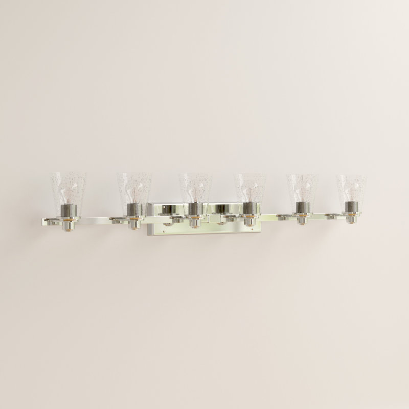 Avon Chrome 6-Light Bath Vanity with Clear Seedy Glass Shade