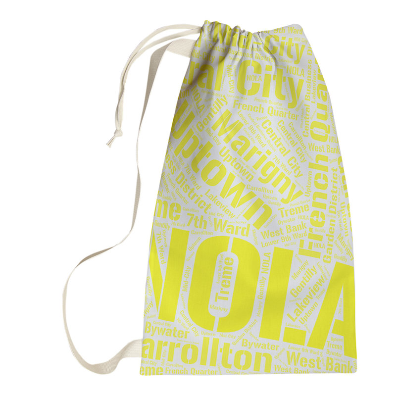 Laundry Hamper with Handles, Small (29" H x 18" W x 1.5" D), New Orleans, Yellow
