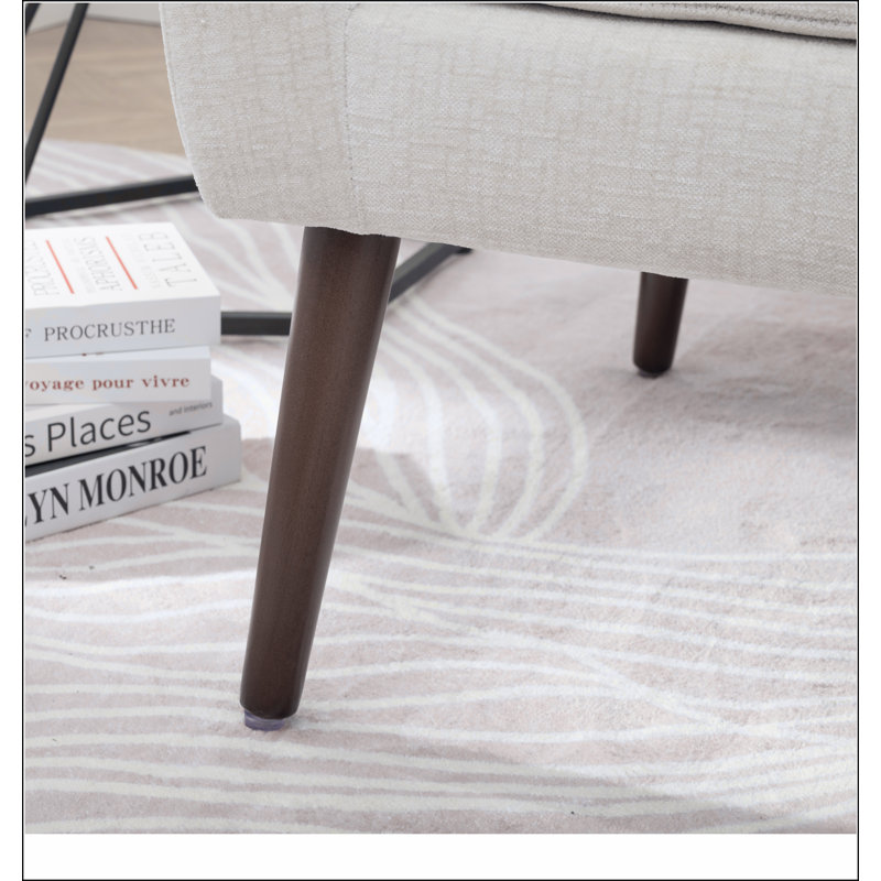 Chaise d'appoint moderne, fauteuils en chenille pour le salon, fauteuil rembourré Mordern, chaise longue rembourrée et confortable dans un petit espace, chambre à coucher, avec coussin, pieds en bois massif