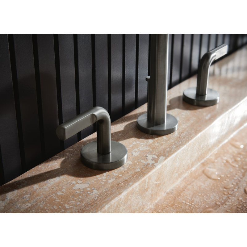 Litze® Widespread Lavatory Faucet With High Spout, Luxe Steel, Notch Lever Handle, 1.5 GPM