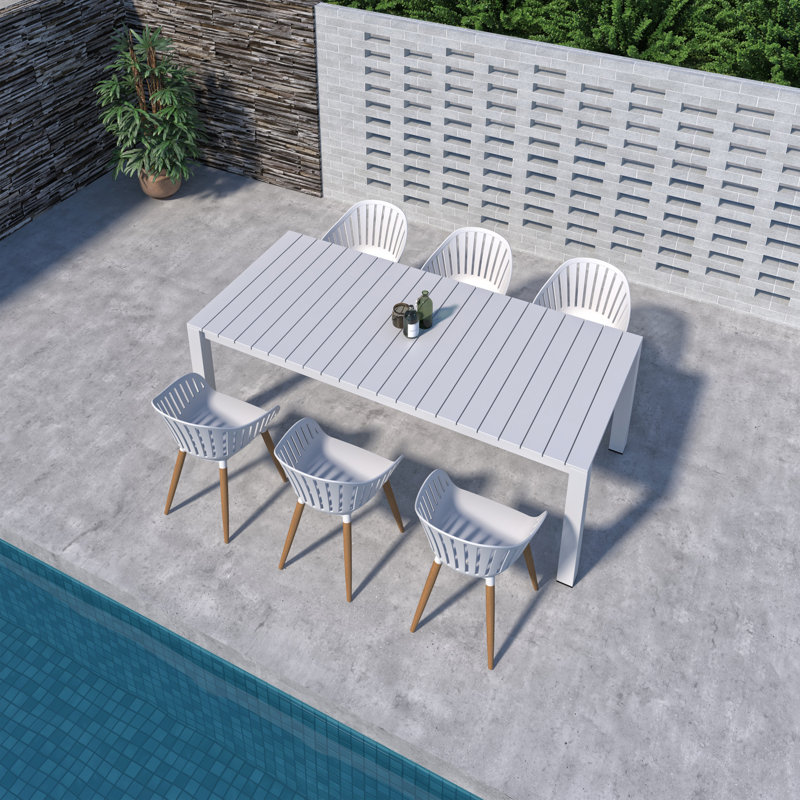 Amazonia Pether Outdoor Patio Aluminum And Resin Dining Set, 6