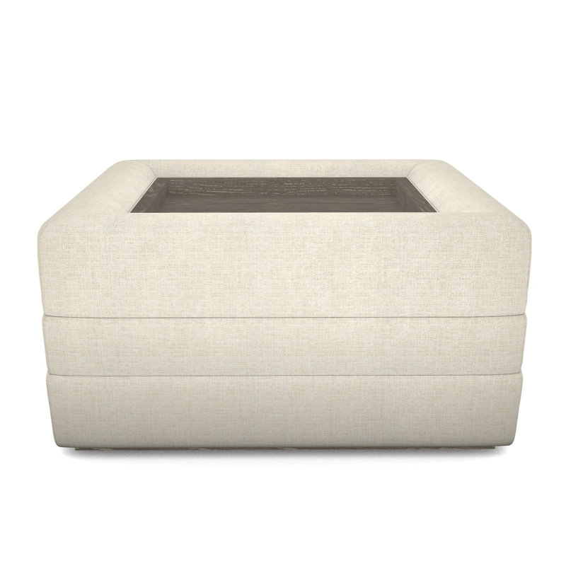 Boyden Ottoman with Wood Tray, Tuck Linen, Hampton