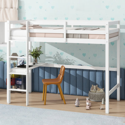 Twin Solid Wood Loft Bed With Built-in-desk