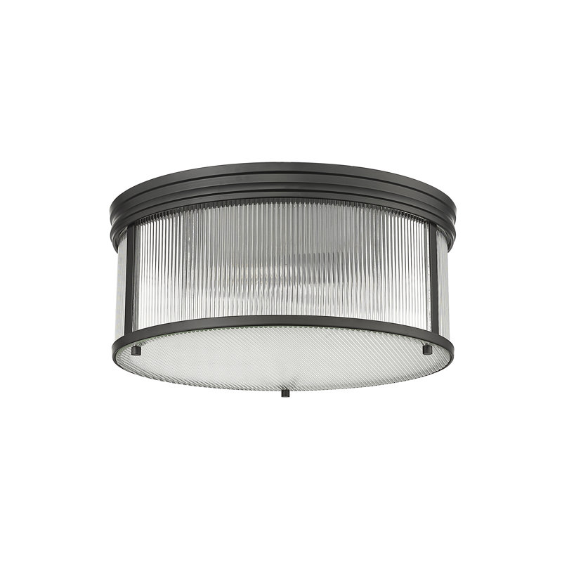 Swati Glass Flush Mount, Matte Black, 8.25" H x 18" W x 18" D