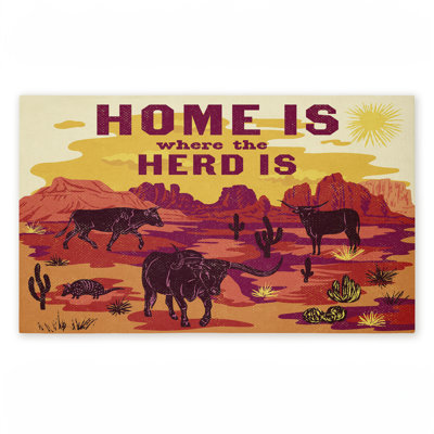 Tapis de porte d'extérieur Where Where The Herd Is Desert Scene, design par Diane Labombarbe, 18 po x 30 po