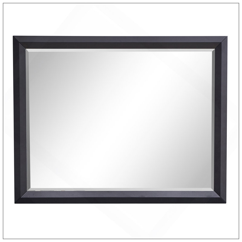 Miroir mural contemporain en bois noir avec verre à faible distorsion et cadre durable