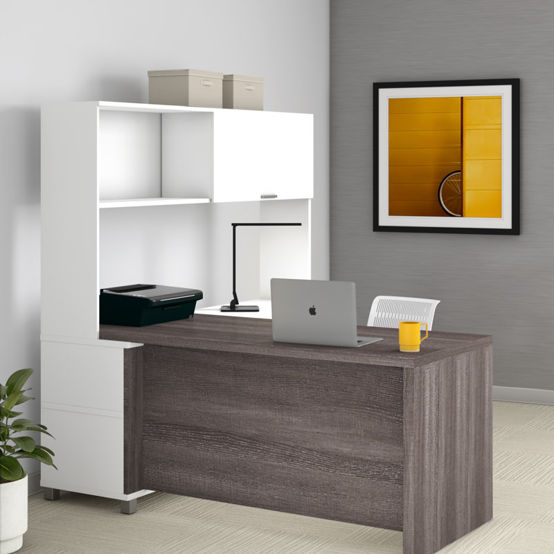 Idael 2 Piece Executive Desk Office Set, Bark Gray