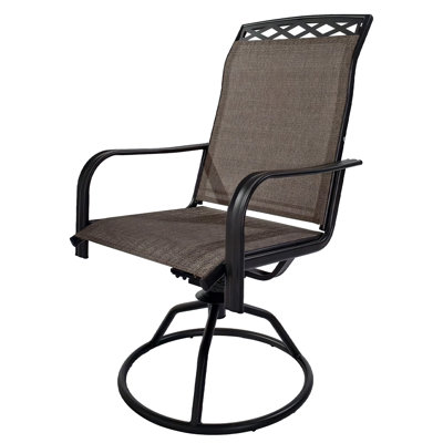 Chaises de salle à manger de patio, chaises de salle à manger d'extérieur pivotantes à 360° avec tissu Textilène respirant, cadre en métal robuste et dossier haut, fauteuils à bascule pivotants tout temps pour porche, terrasse, jardin (ensemble de 2)