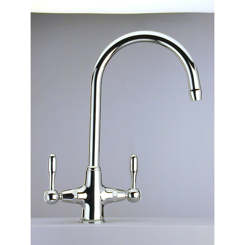 Swan Solid Twin Lever Monobloc Tap, Chrome