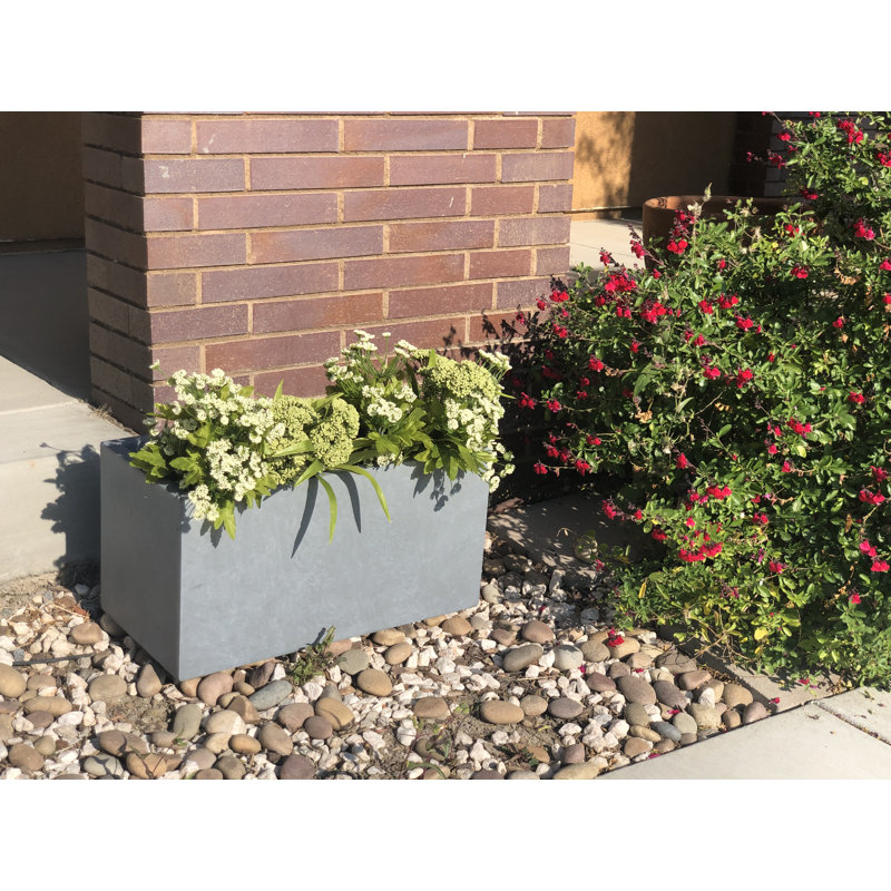 Fuller Handmade Planter Box, 12" H x 12" W x 23" D, Cement