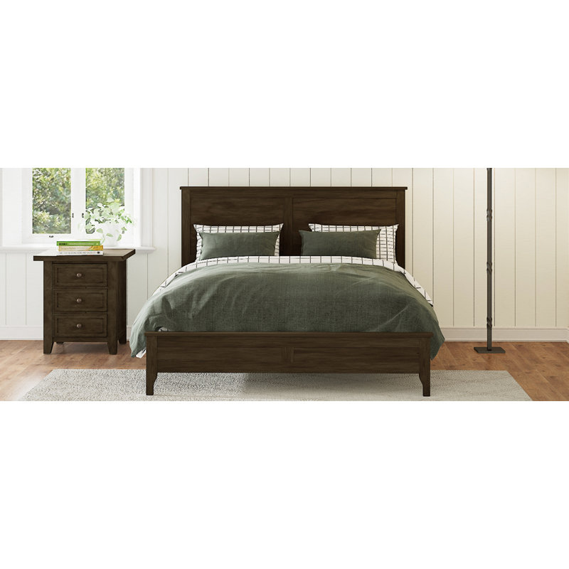 Lit plateforme moderne avec support en lattes de bois robuste, Brown, Grand