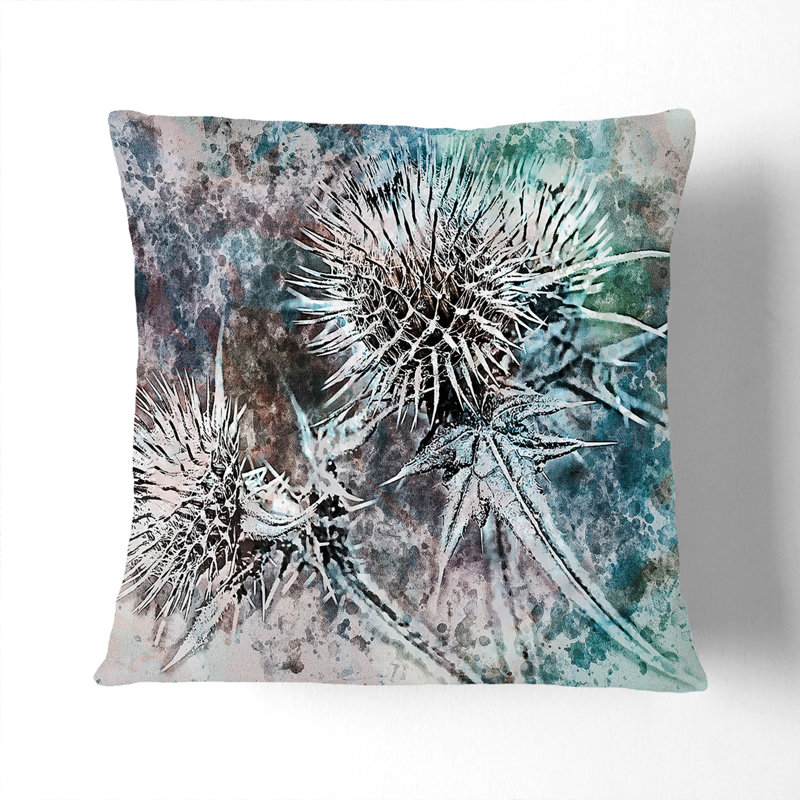 Thistle Flower Cushion with Filling, 40cm H x 40cm W x 15cm D