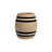 Round Stoneware Vintage Reproduction Crock With Stripes And Crackle Glaze, Black And Cream Color