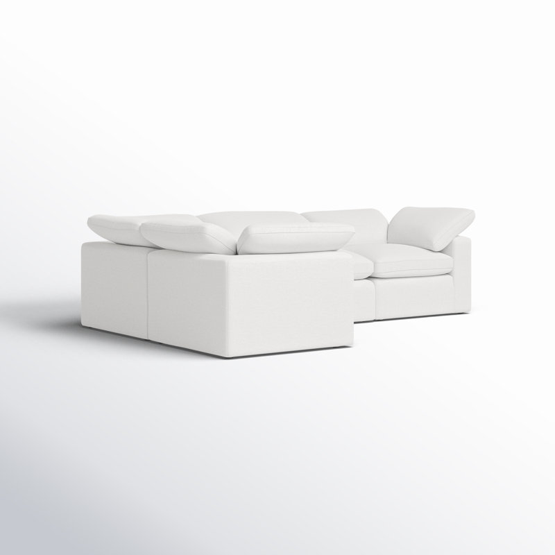 Canapé modulaire 4 pièces Wonardo, Tissu en coton blanc