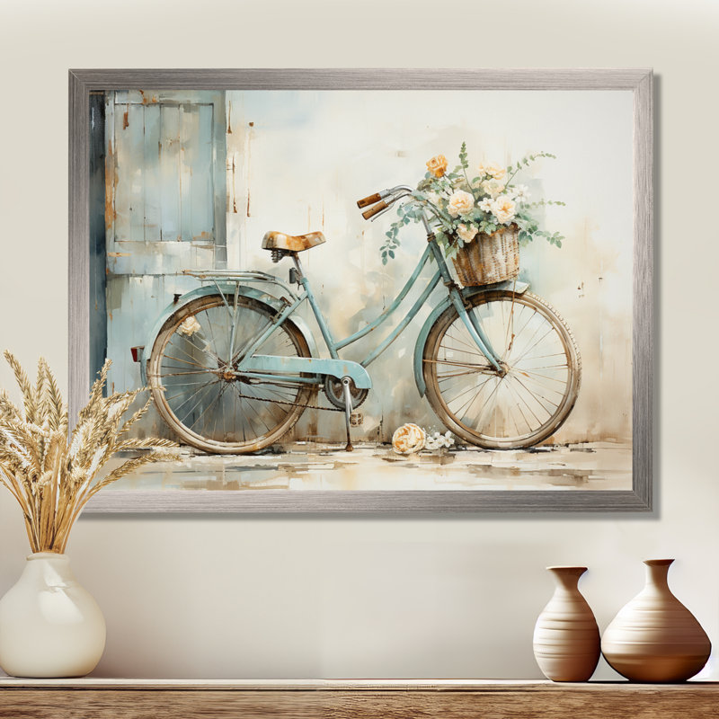 Vélo, pédalage tranquille en V - art mural vélo, Cadre photo unique, H 16 po x l 32 po, Doré