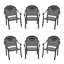 Lot de 6 chaises de salle à manger empilables d'extérieur avec structure en aluminium moulé et coussins bleus-1963953414