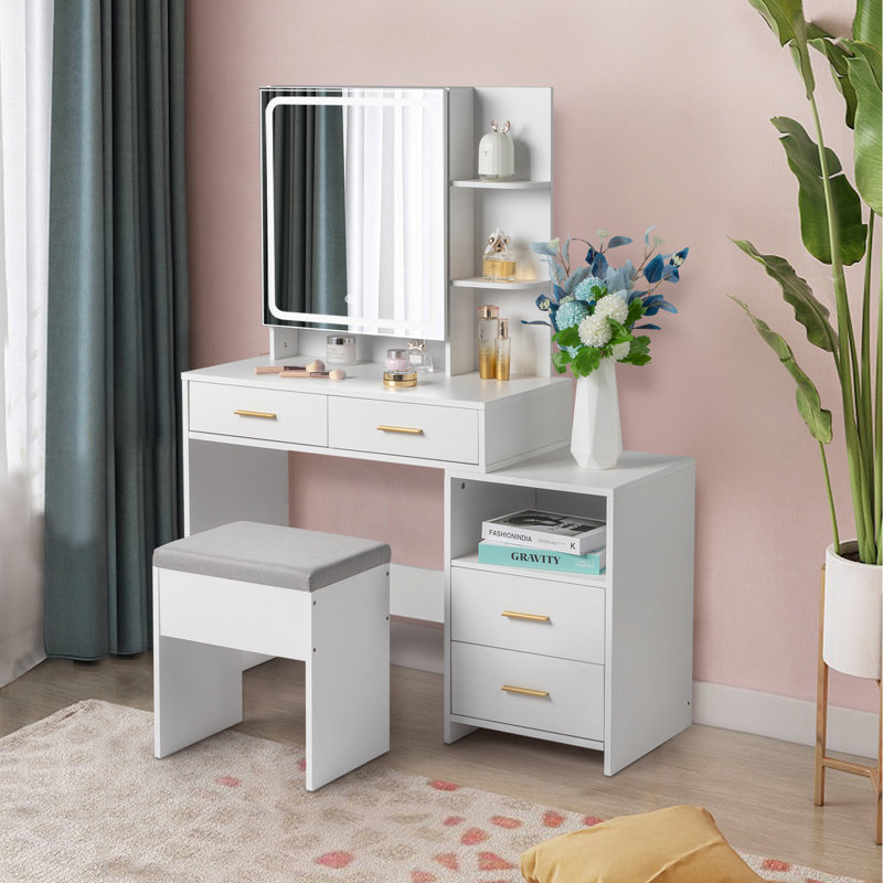 Meuble-lavabo avec miroir Mashdots, Blanc