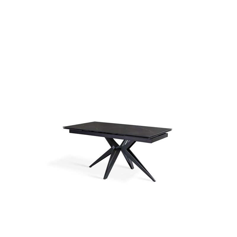 Damianna Extendable Metal Base Dining Table, Black