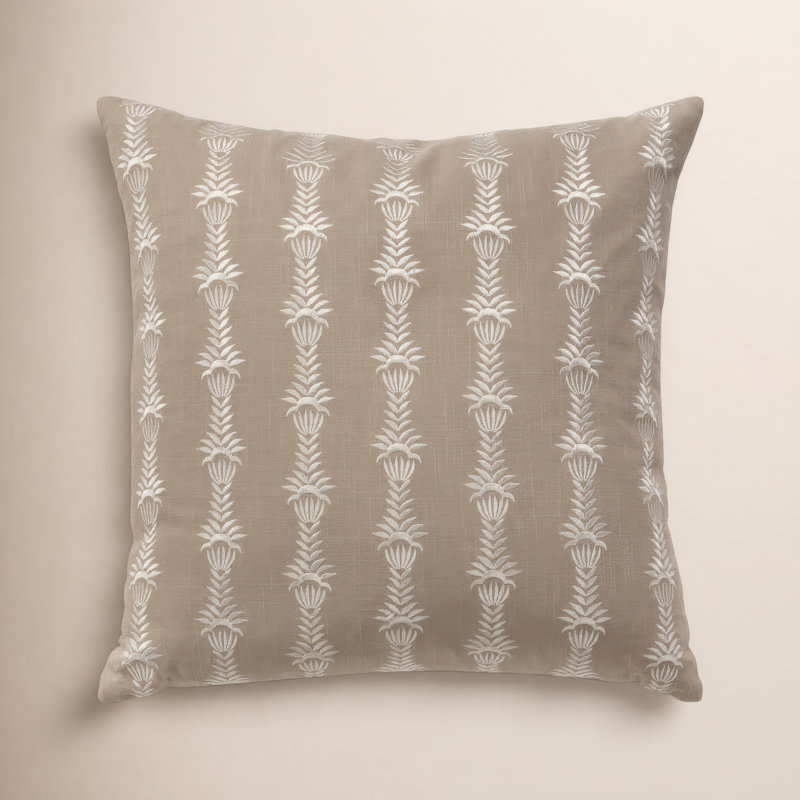 Tasha Striped Square Throw Pillow, Taupe