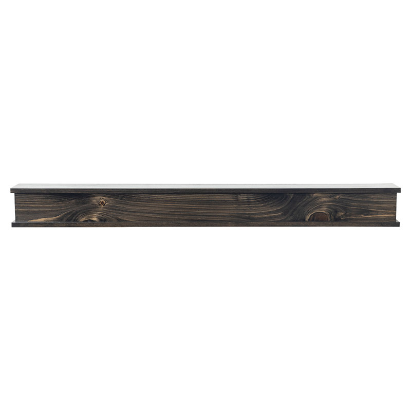 Floating Wood Fireplace Mantel Shelf - Wooden Shelf with Symmetrical Top & Bottom Molding, Ebony, 72