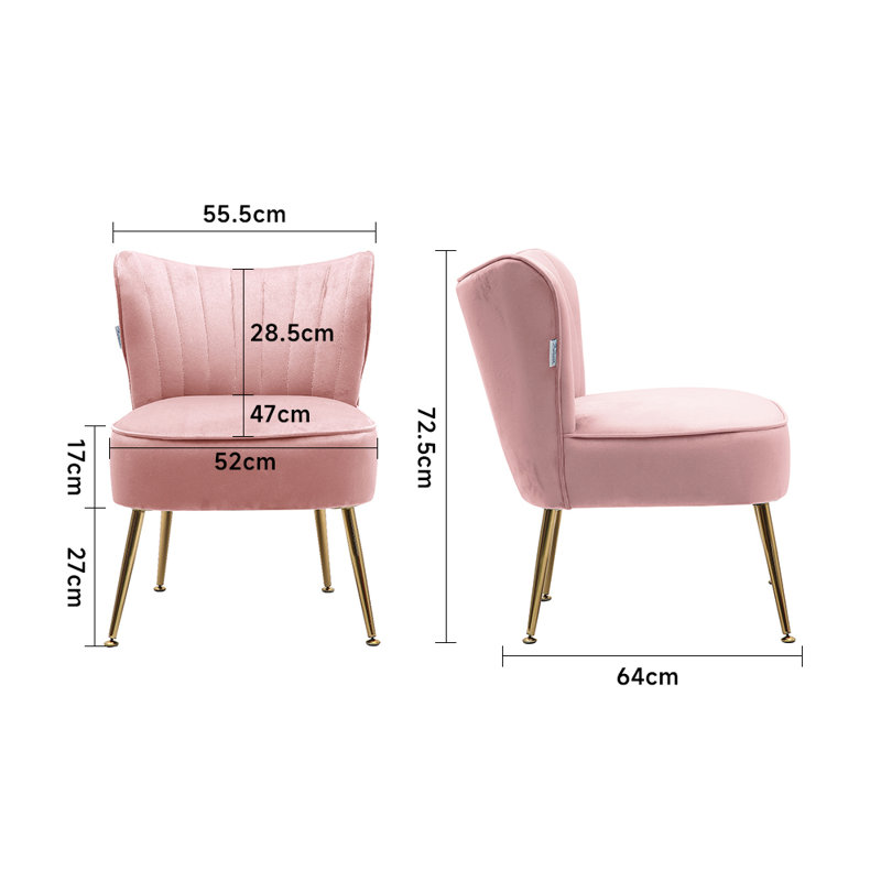 Dominique Velvet Wingback Chair, Pink
