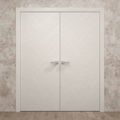 Interior Solid French Double Doors | Ego 5005 | Wood Interior Solid Panel Frame | Closet Bedroom Modern Doors