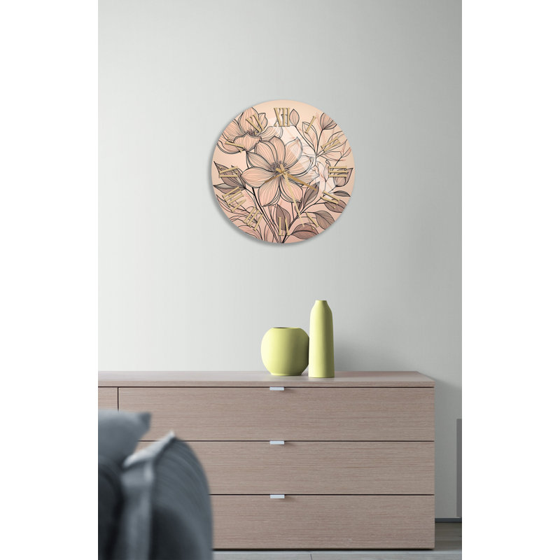 Horloge murale silencieuse en verre trempé délicat, Doré