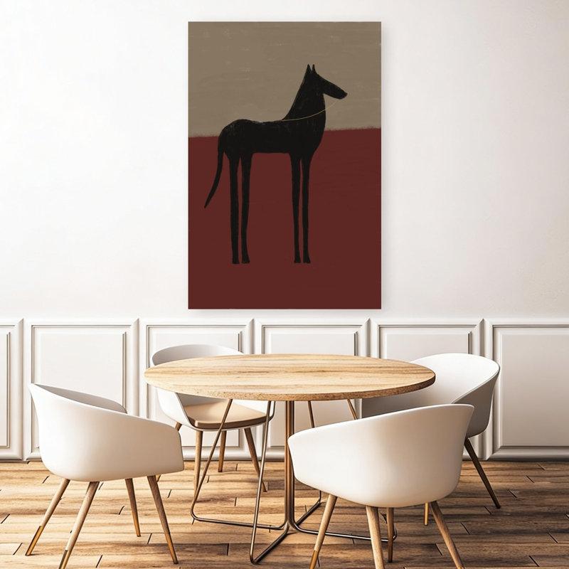 Art abstrait abstrait cheval noir minimaliste