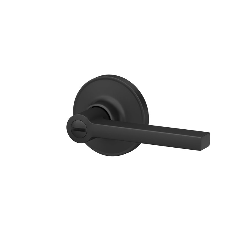Solstice Privacy Door Lever with Rosette, Matte Black