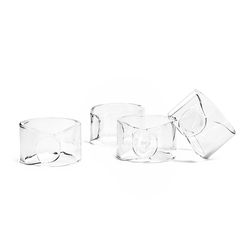 Clear Hand-Shaped Glass Napkin Rings Set of 4
