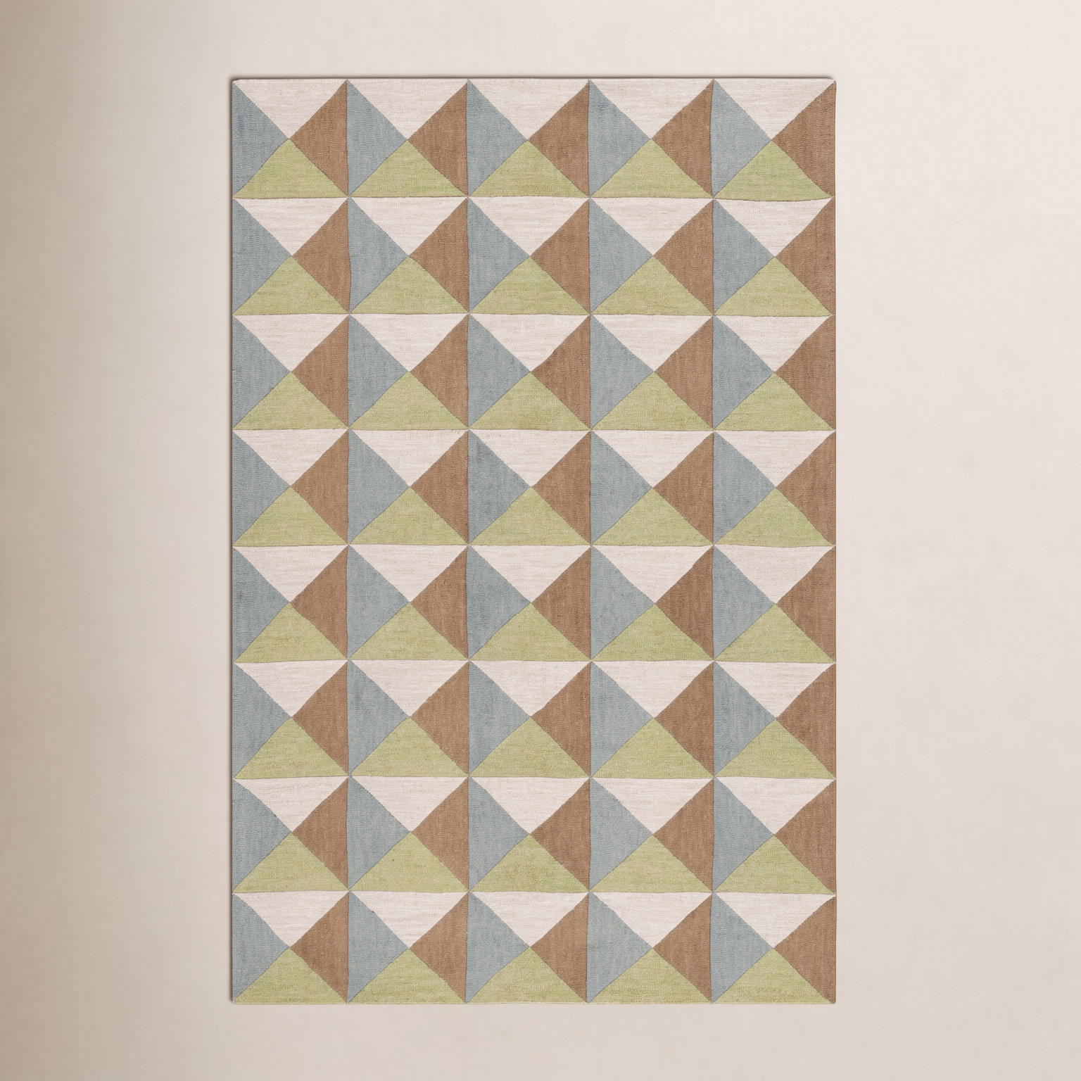 Glenwood Beige Green Hand-Tufted Wool Rug, Rectangle 3' x 5'