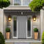 Ensemble de lanternes murales d'extérieur 21 po (H) 21 po - Applique murale rétro en métal noir et verre transparent avec volutes décoratives pour éclairage de porche, de patio et de jardin (ampoule non incluse)