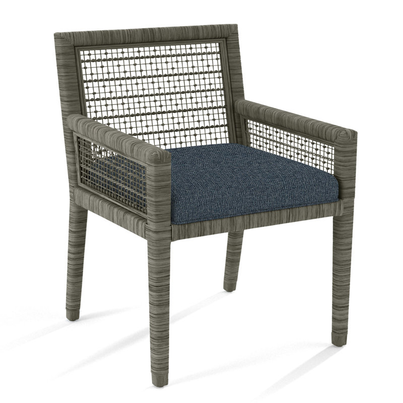 Chaise avec accoudoirs Glinda, Pierre grise, Bleu de base; 0317-63