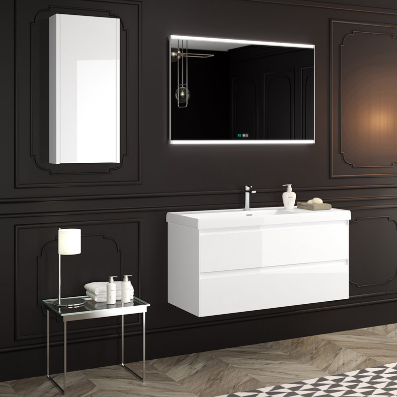 Perla 38.9" Wall Mounted Single Bathroom Vanity Base Only, Glossy White
