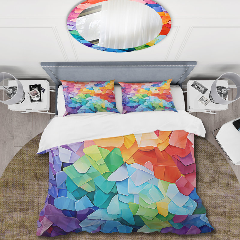 Ensemble de housse de couette bleu et rose Cubist Marine Exploration I - Coral, Housse de couette pour lit simple
